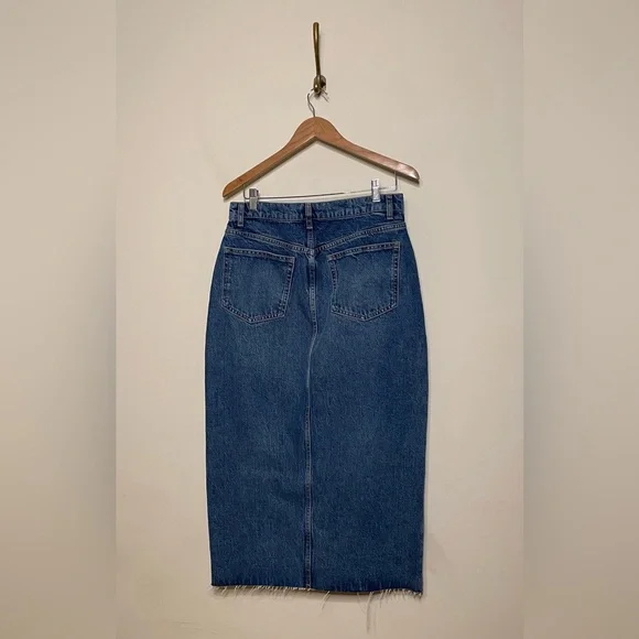 Reformation Jagger Denim Midi Skirt in Hemlock